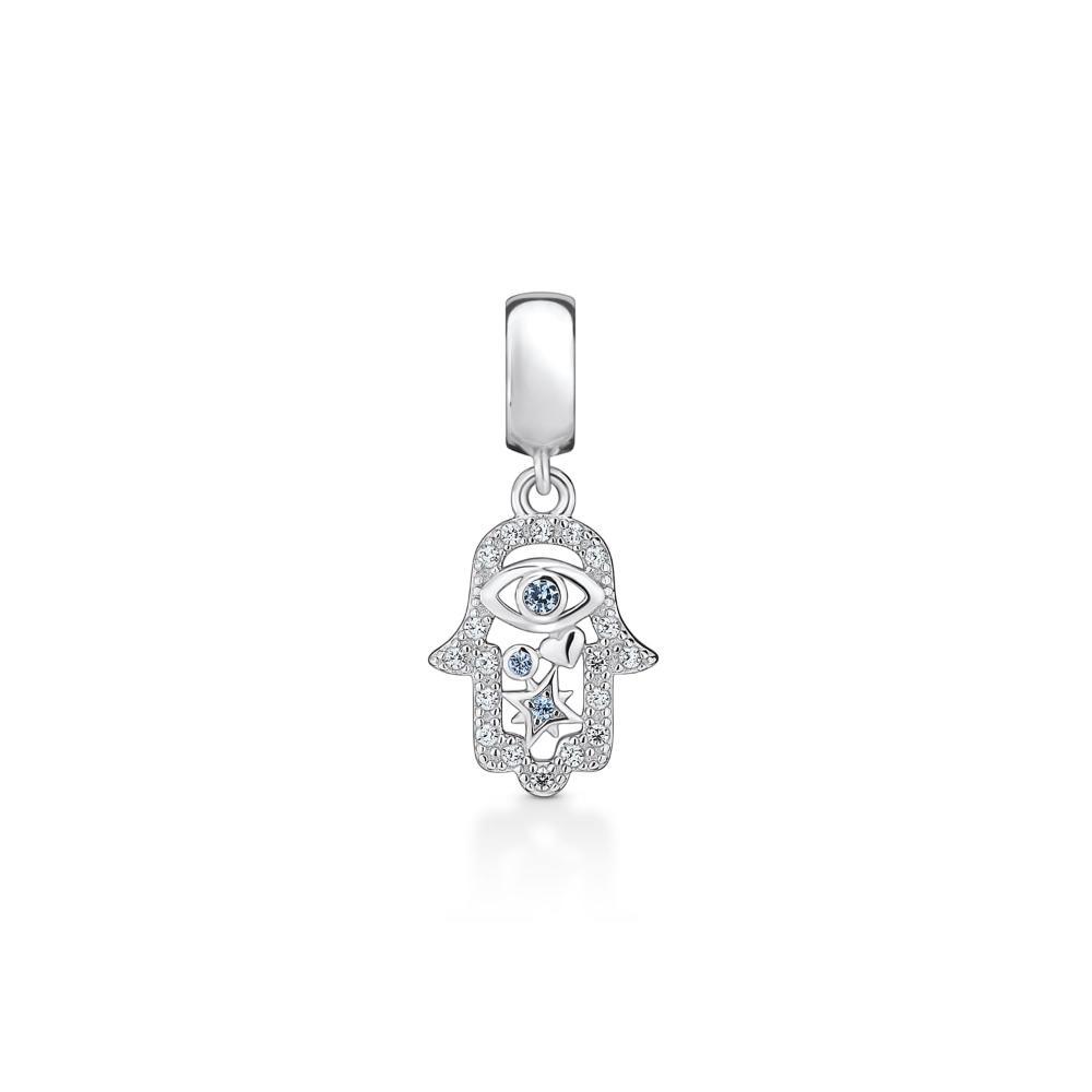 Charm Hamsa com Zircônia em Prata 925 - 1