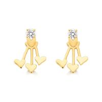 Brinco Ear Jacket Coração com Zircônia em Prata 925 com Banho de Ouro Amarelo 18k - 1