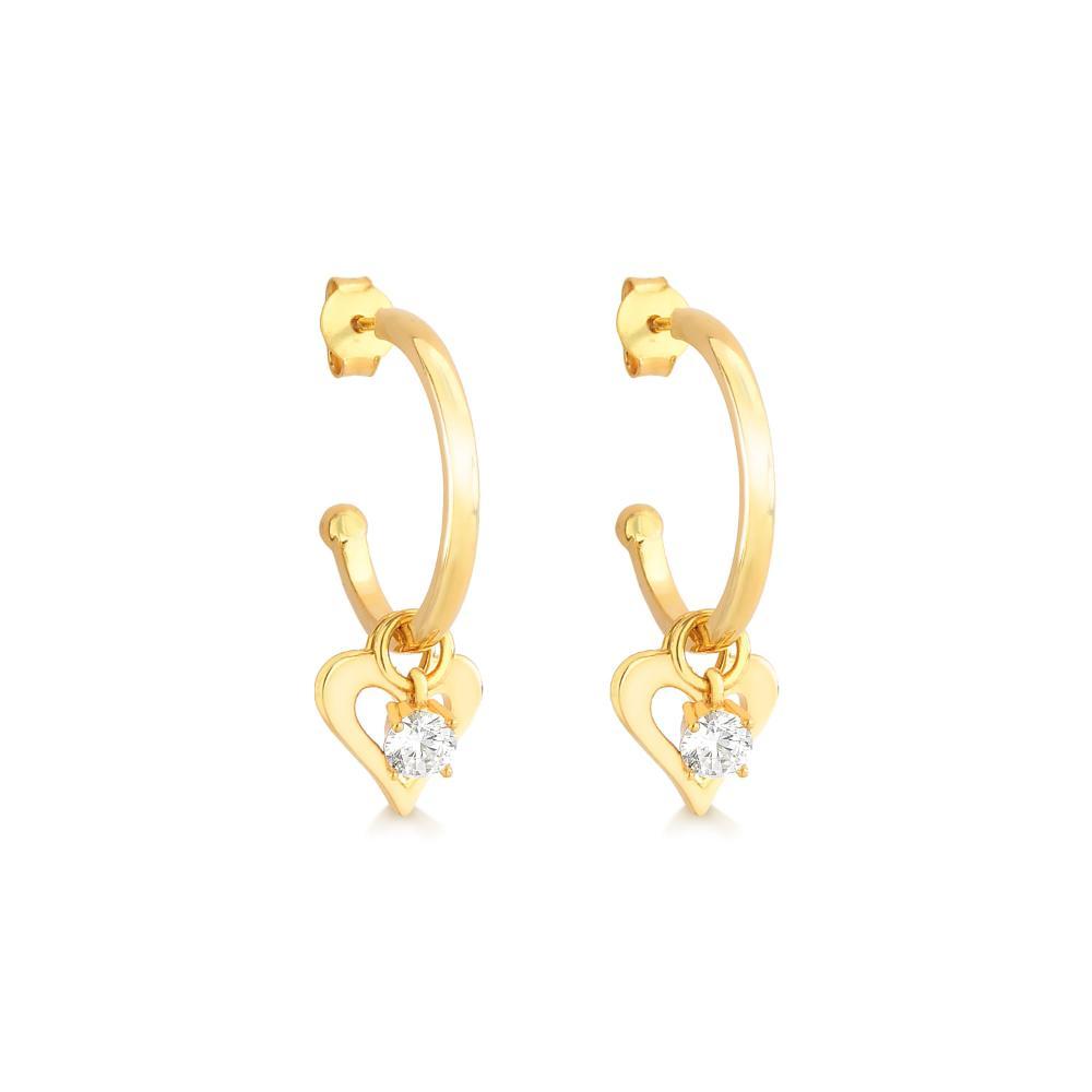 Argola Coração com Zircônia em Prata 925 com Banho de Ouro Amarelo 18k - 2