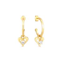 Argola Coração com Zircônia em Prata 925 com Banho de Ouro Amarelo 18k - 1