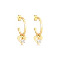 Argola Coração com Zircônia em Prata 925 com Banho de Ouro Amarelo 18k - 2