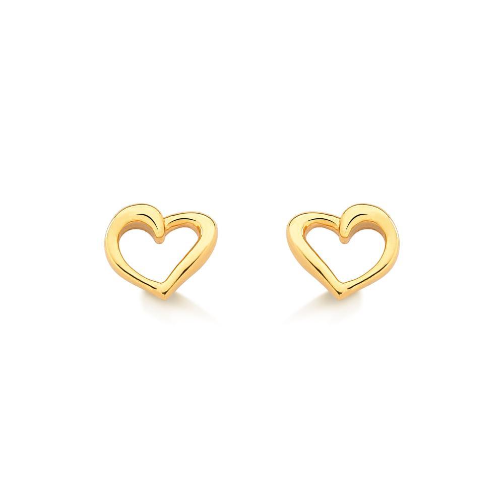 Brinco Coração em Prata 925 com Banho de Ouro Amarelo 18k - 1