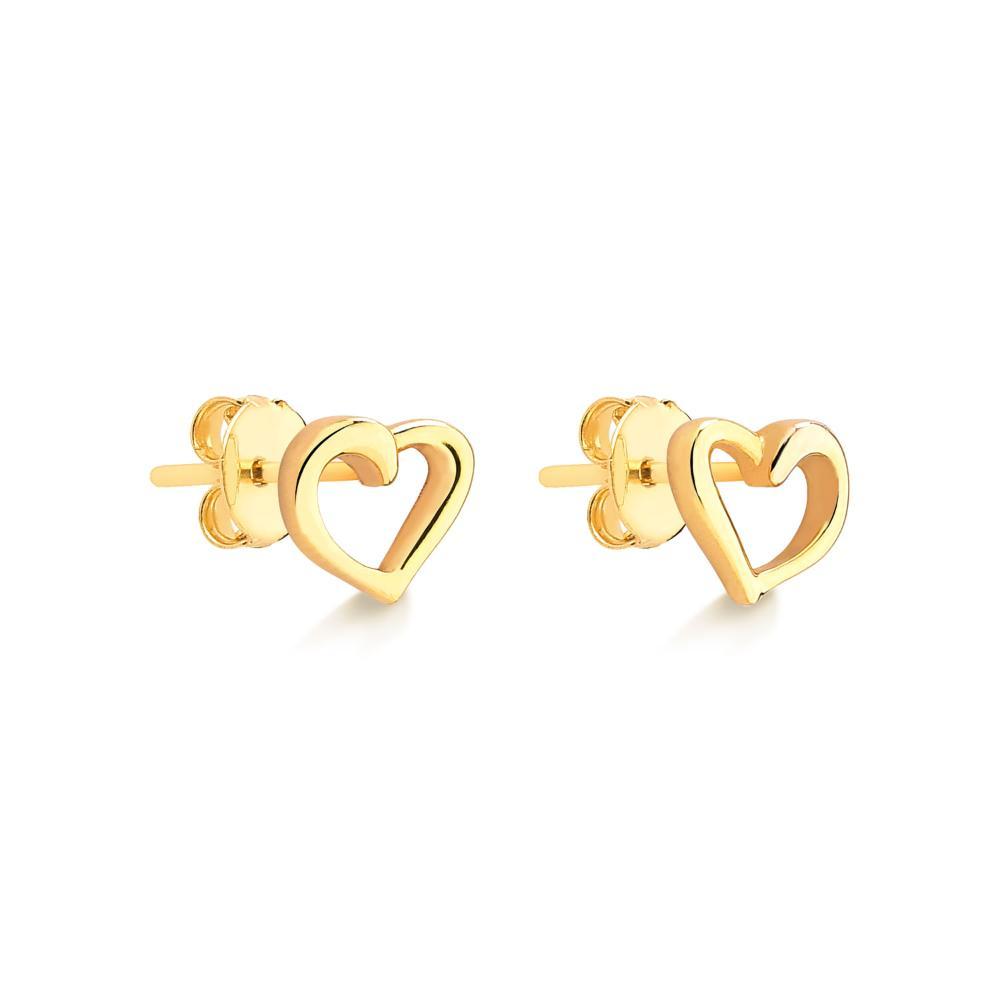 Brinco Coração em Prata 925 com Banho de Ouro Amarelo 18k - 2