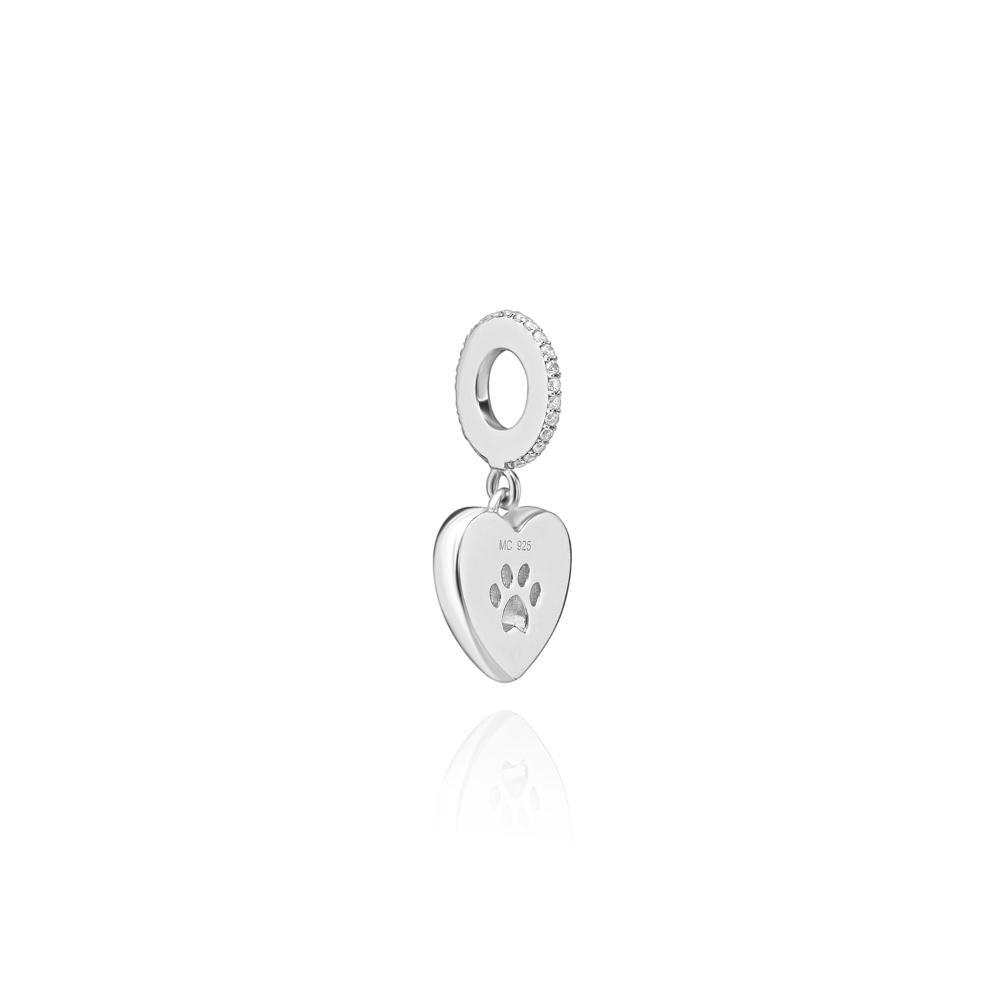 Charm Coração Patinha com Zircônia em Prata 925 - 2