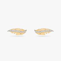 Brinco Pena com Zircônias em Prata 925 com Banho de Ouro Amarelo 18k - 1