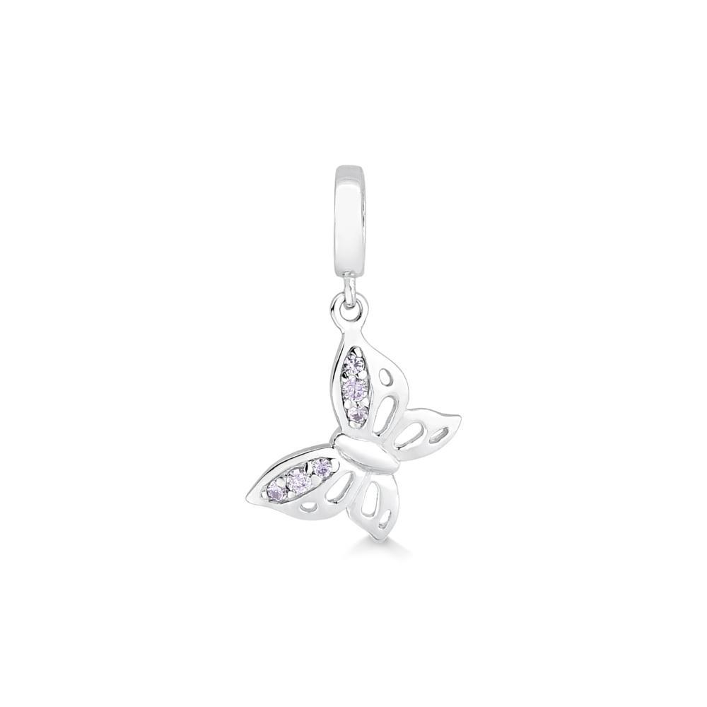 Charm Borboleta com Zircônia Lilás em Prata 925 - 1