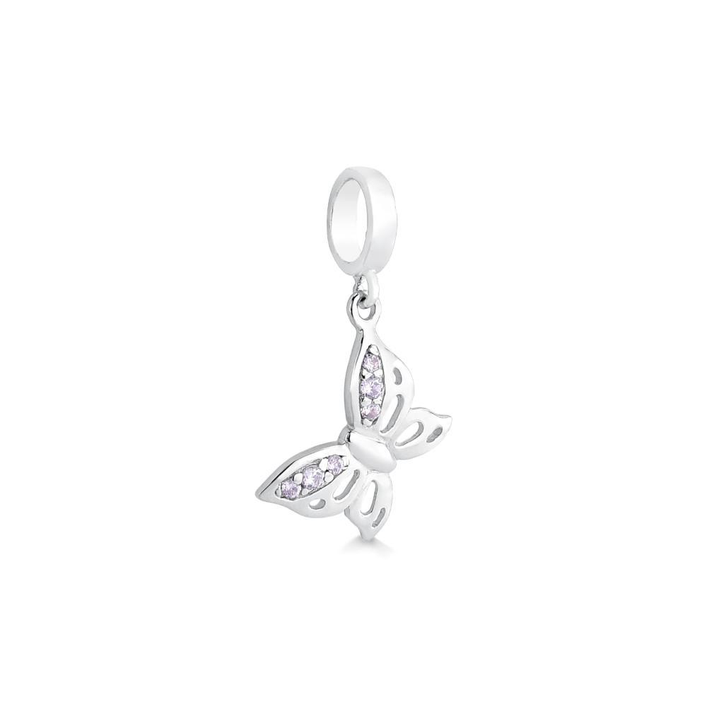 Charm Borboleta com Zircônia Lilás em Prata 925 - 2
