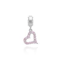 Charm Coração com Zircônia Rosa em Prata 925 - 1