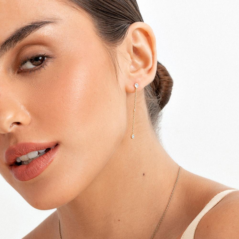 Brinco Longo em Prata 925 com Banho de Ouro Amarelo 18k - 2