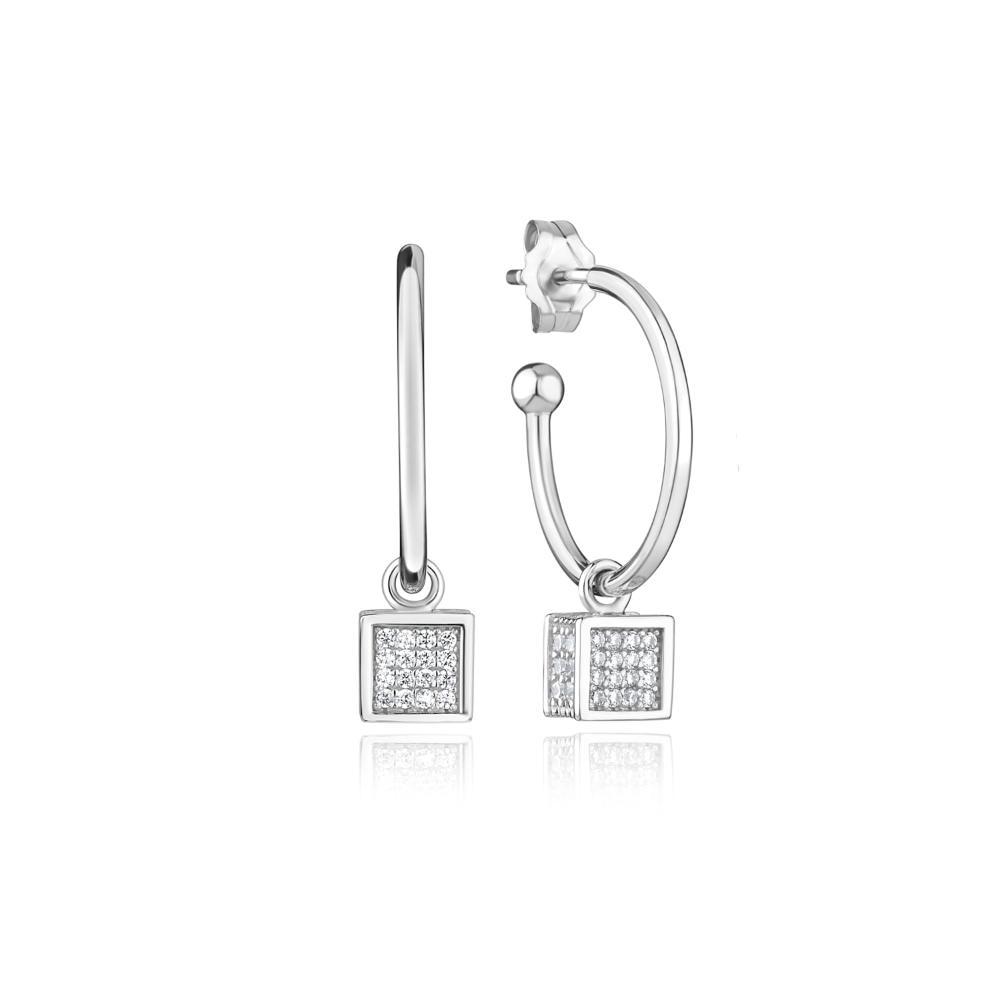 Argola Quadrado com Zircônia em Prata 925 - 2