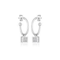 Argola Quadrado com Zircônia em Prata 925 - 1