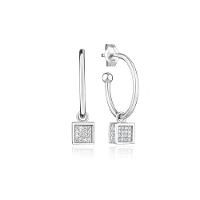 Argola Quadrado com Zircônia em Prata 925 - 2