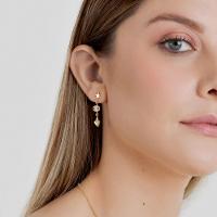 Brinco com Zircônia em Prata 925 com Banho de Ouro Amarelo 18k - 2