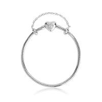 Pulseira ável Em Prata 925 Com Fecho Coração Com Zircônia - 21,5 cm - 1