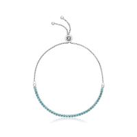 Pulseira Regulável com Zircônia Azul em Prata 925 - 1