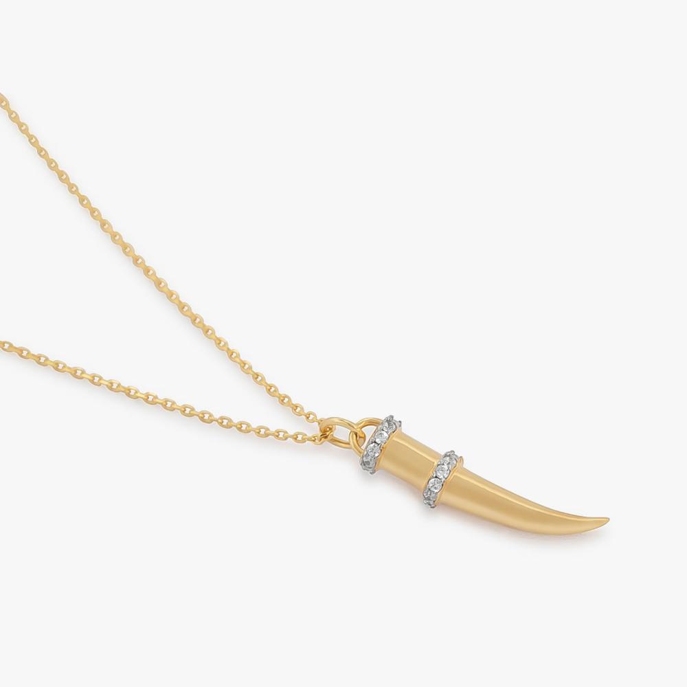 Colar Dente de Sabre com Zircônias em Prata 925 com Banho de Ouro Amarelo 18k - 3