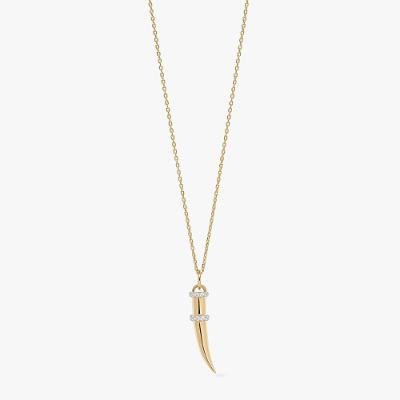 Colar Dente de Sabre com Zircônias em Prata 925 com Banho de Ouro Amarelo 18k
