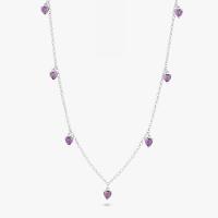 Colar Corações com Zircônia Roxa em Prata 925 - 1