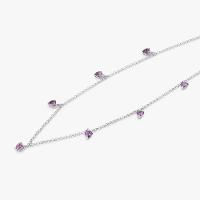 Colar Corações com Zircônia Roxa em Prata 925 - 5