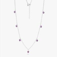 Colar Corações com Zircônia Roxa em Prata 925 - 7