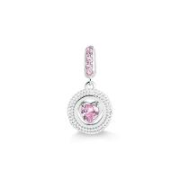 Charm Pedra Coração com Zircônia Rosa em Prata 925 - 1
