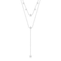 Colar Duplo Estrela com Zircônia em Prata 925 - 1