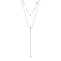 Colar Duplo Estrela com Zircônia em Prata 925 - 2