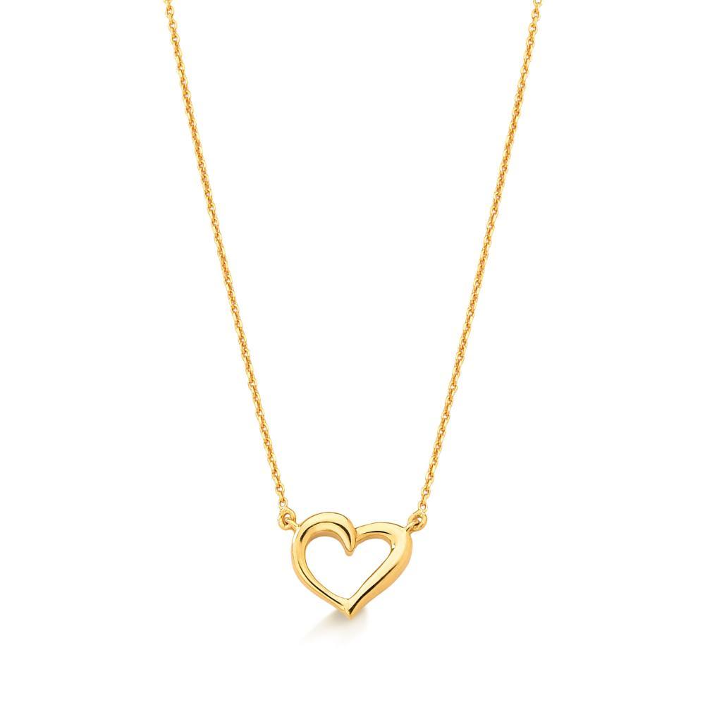 Colar Coração em Prata 925 com Banho de Ouro Amarelo 18k - 1