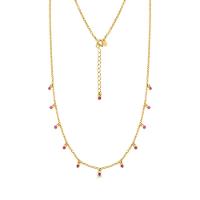 Colar com Zircônia Rosa em Prata 925 com Banho de Ouro Amarelo 18k - 3