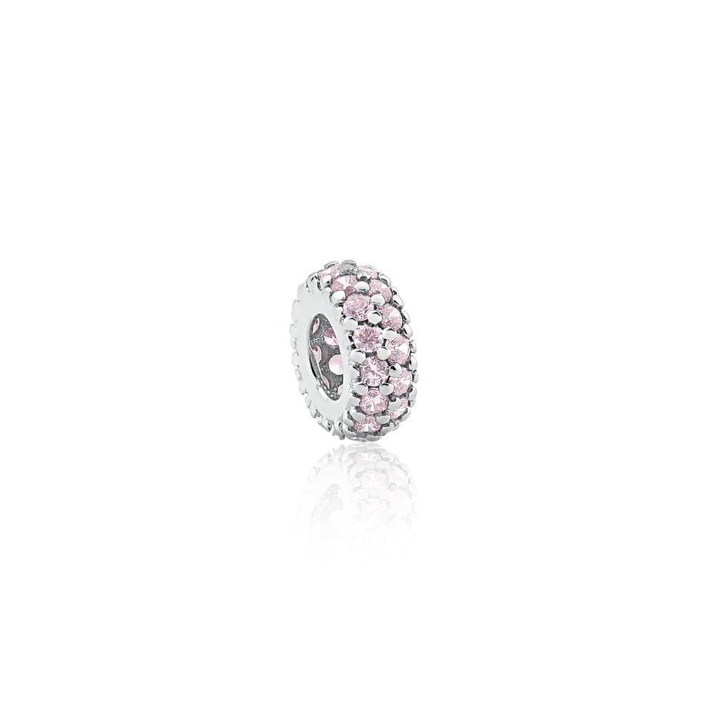 Charm Separador com Zircônia Rosa em Prata 925 - 2