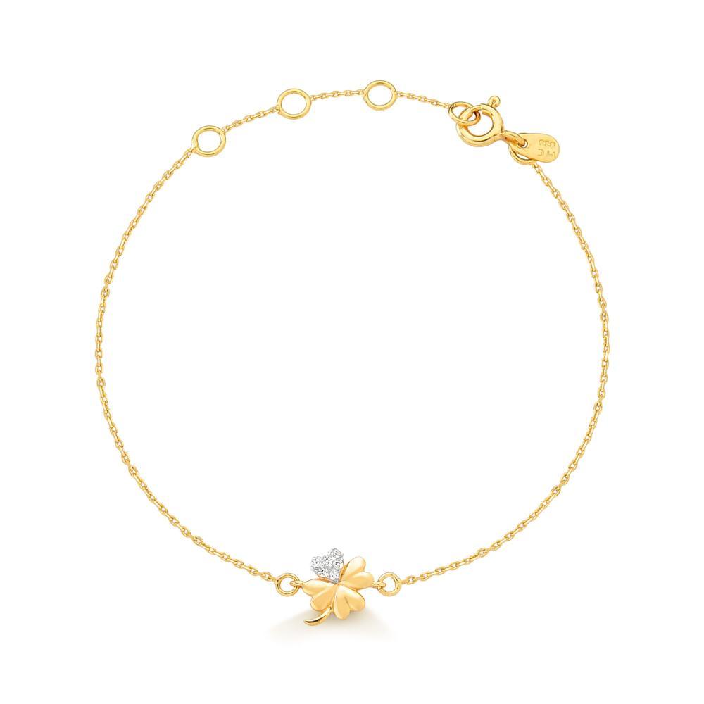 Pulseira Trevo com Zircônia em Prata 925 com Banho de Ouro amarelo 18k - 1