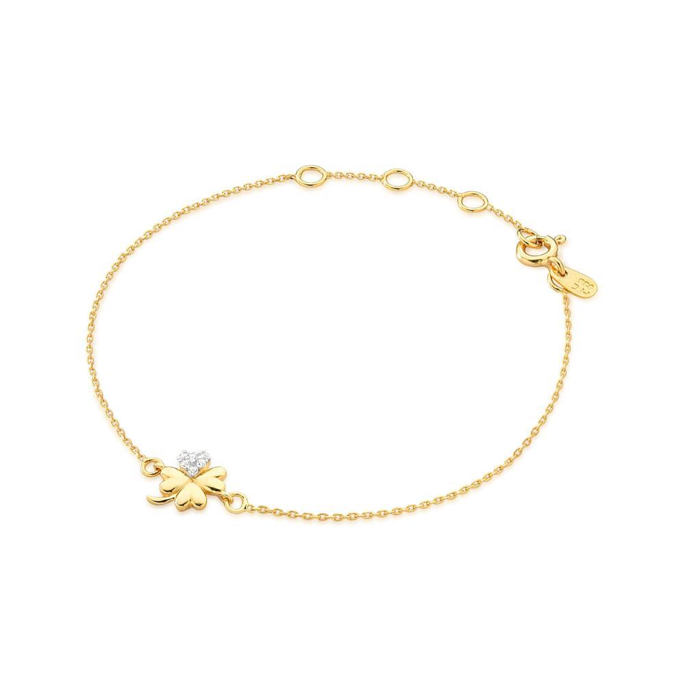 Pulseira Trevo com Zircônia em Prata 925 com Banho de Ouro amarelo 18k - 2
