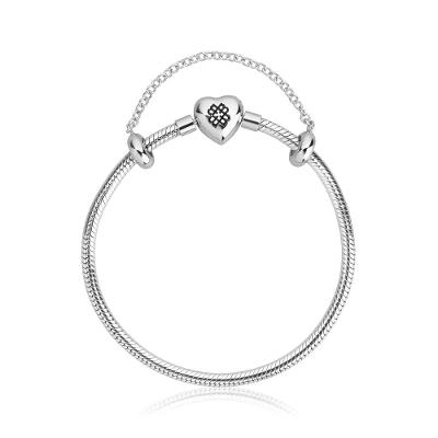 Pulseira ável em Prata 925 com Fecho Coração - 16,5 cm