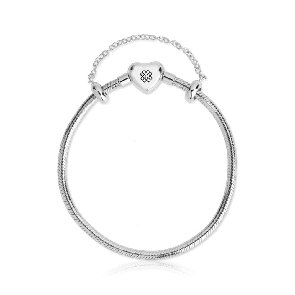 Pulseira ável Em Prata 925 Com Fecho Coração Com Zircônia - 19 cm - 2