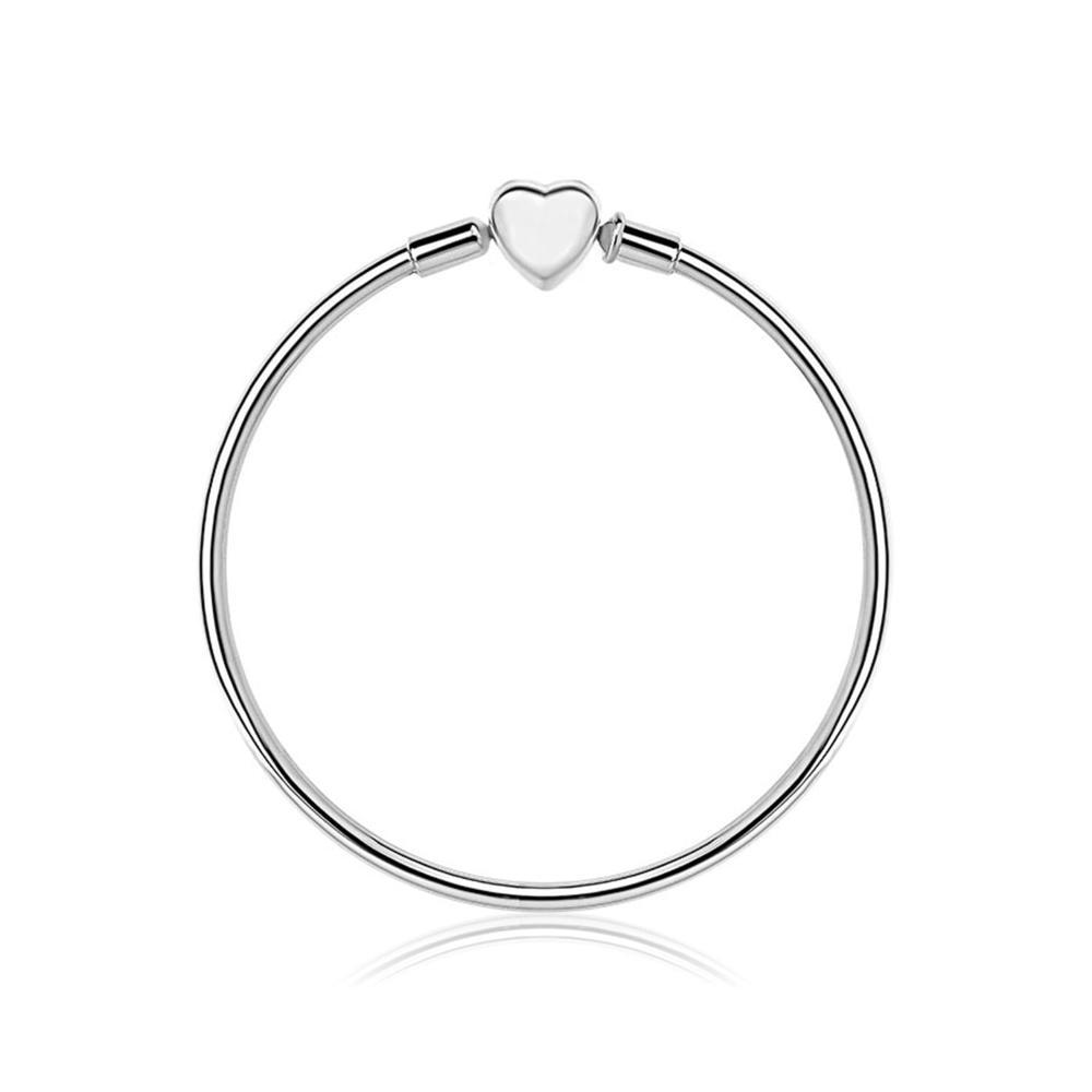 Pulseira Rígida Em Prata 925 Com Fecho Coração - 23 cm - 2