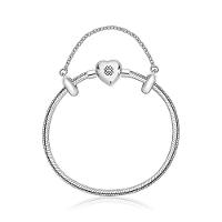 Pulseira ável Em Prata 925 Com Fecho Coração Com Zircônia - 18 cm - 2