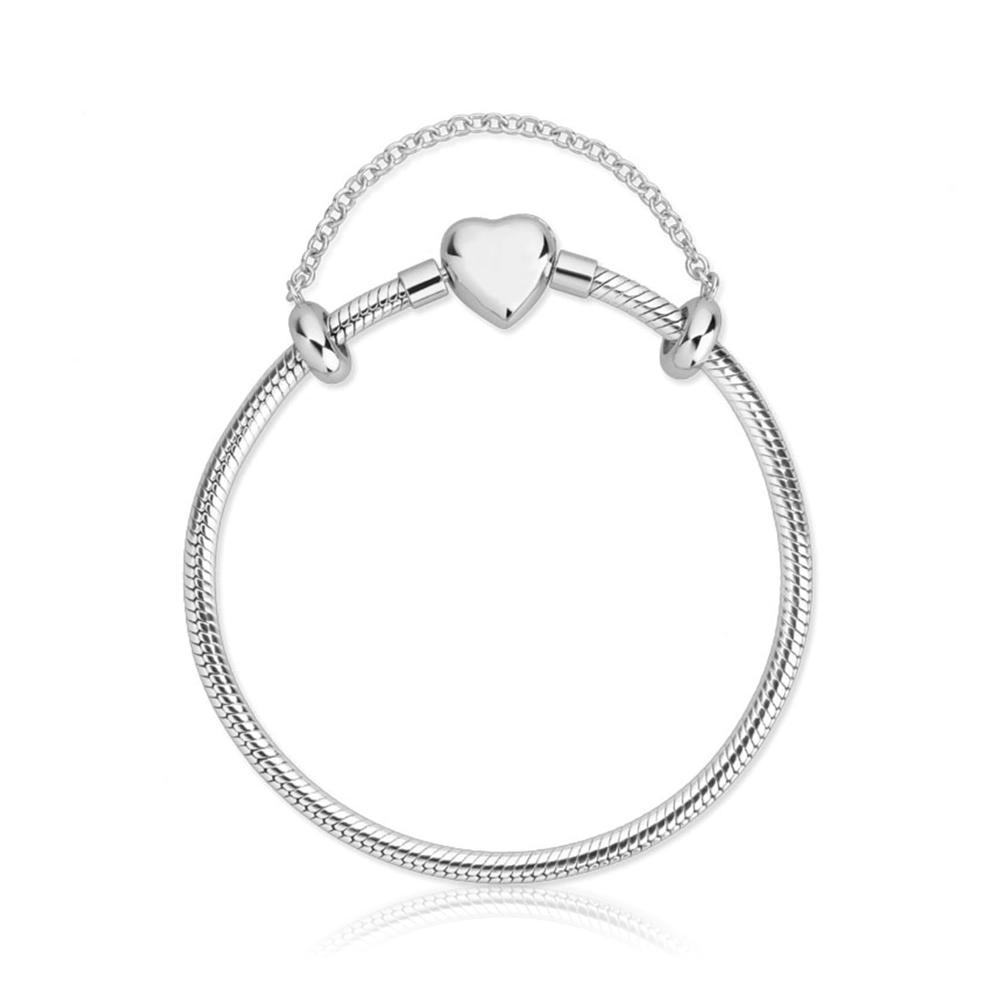Pulseira ável em Prata 925 com Fecho Coração - 21,5 cm - 2