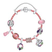 Pulseira De Couro Rosa Claro E Prata 925 - 18 cm - 3