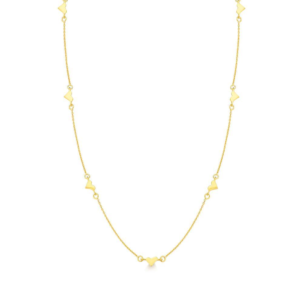 Colar Corações em Prata 925 com Banho de Ouro Amarelo 18k - 1