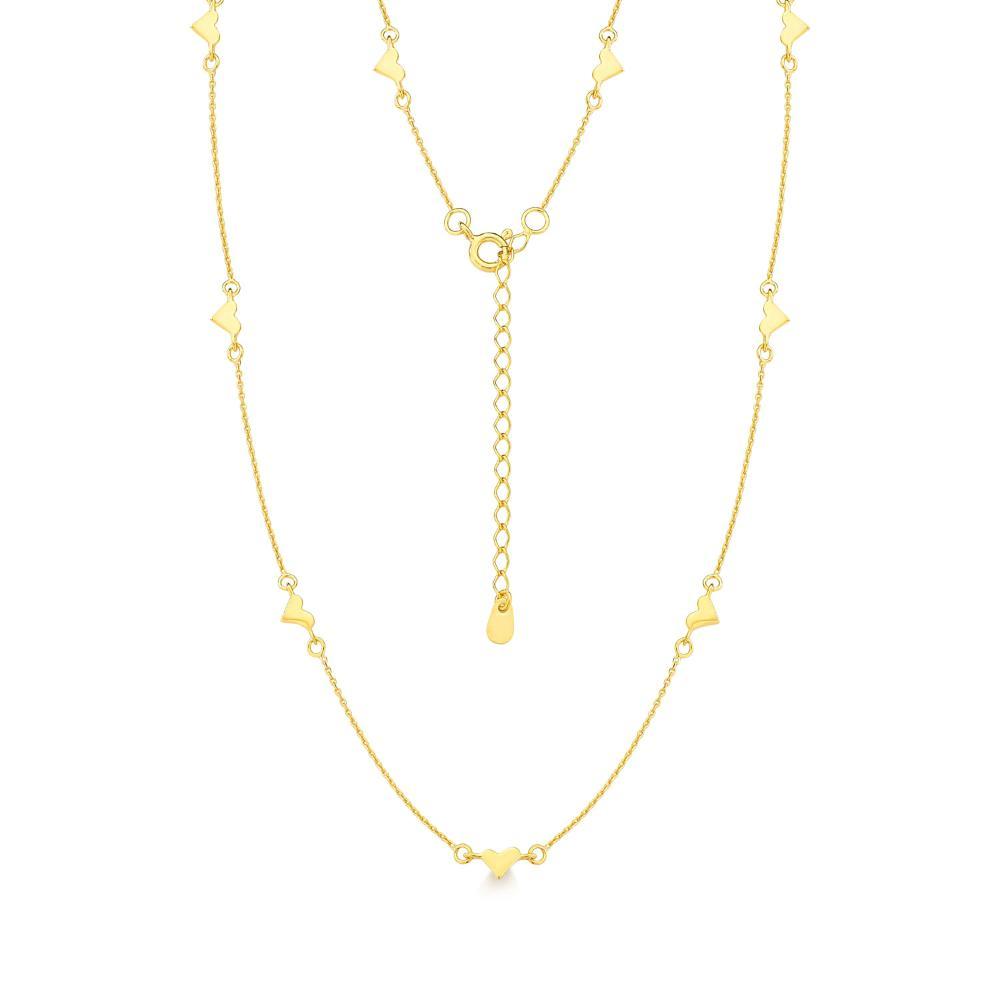 Colar Corações em Prata 925 com Banho de Ouro Amarelo 18k - 2
