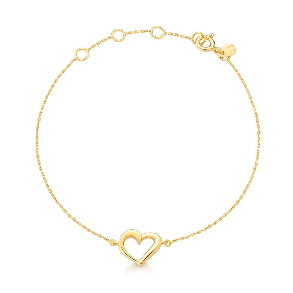 Pulseira Coração em Prata 925 com Banho de Ouro Amarelo 18k - 1
