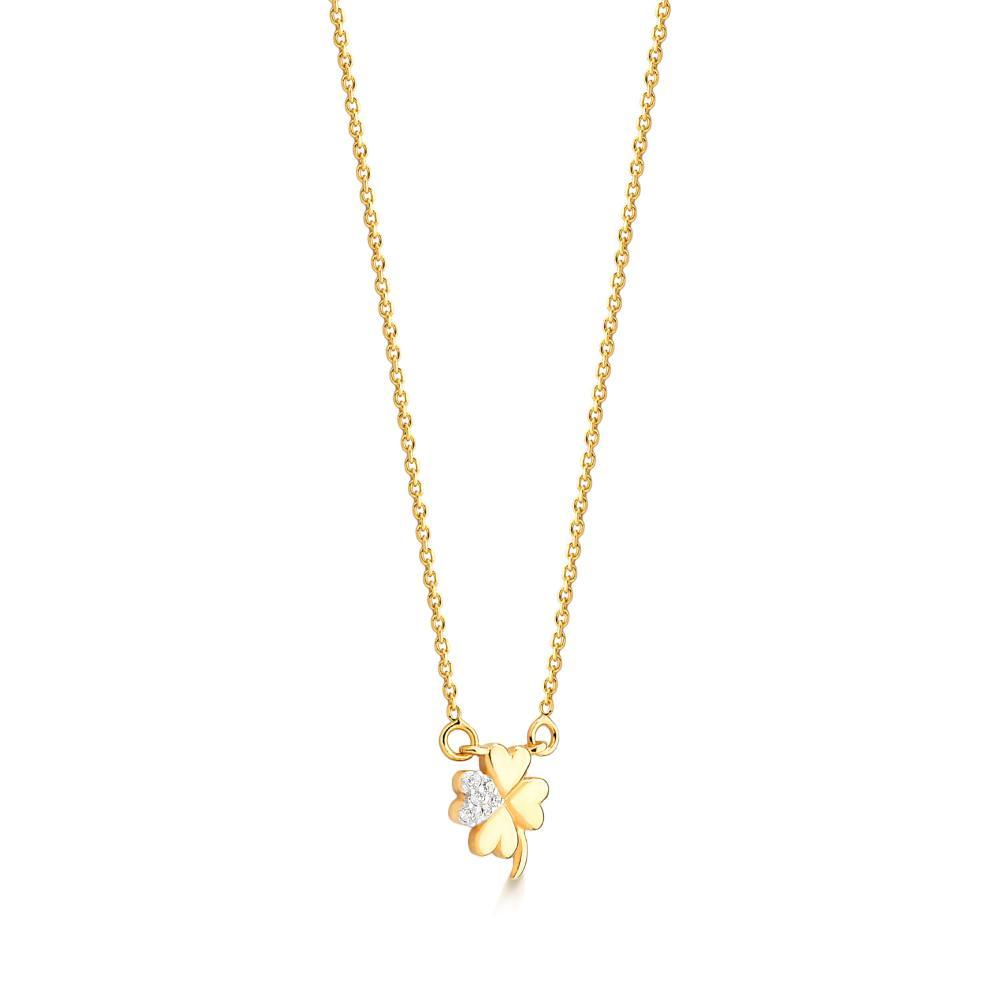 Colar Trevo com Zircônia em Prata 925 com Banho de Ouro amarelo 18k - 2