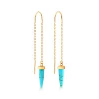 Brinco Dente de Sabre com Cristal Turquesa em Prata 925 com Banho de Ouro Amarelo 18k - 3