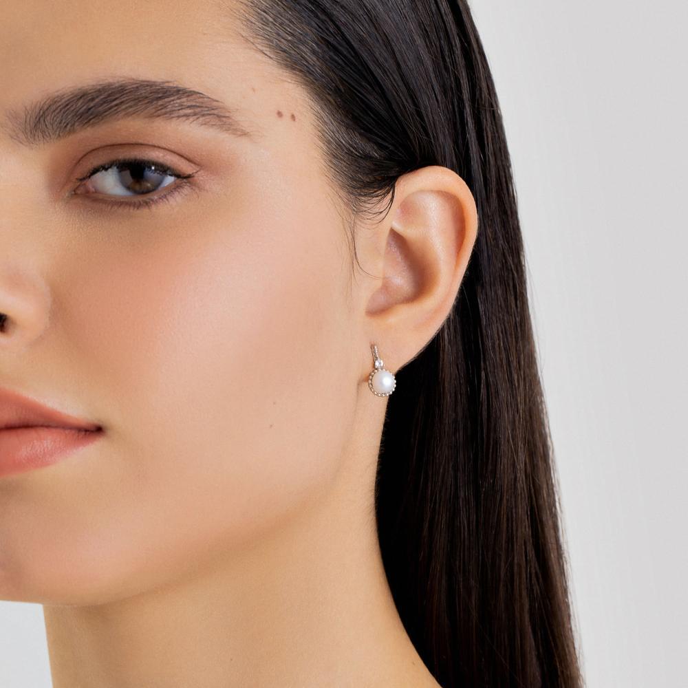 Brinco Com Pérola e Topázio In em Prata 925 - 2