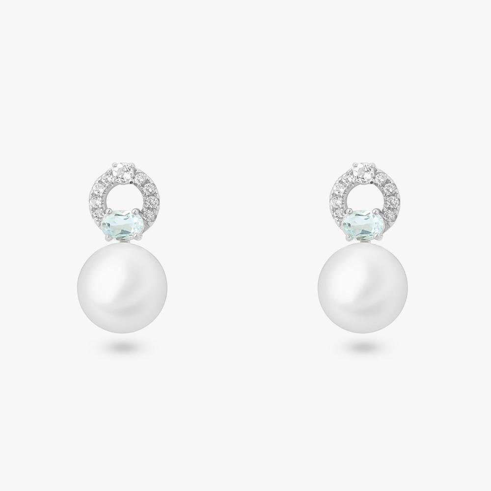 Brinco Com Pérola, Topázio In e Topázio Sky em Prata 925 - 1