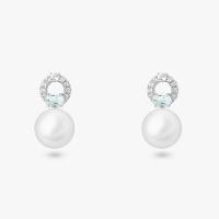 Brinco Com Pérola, Topázio In e Topázio Sky em Prata 925 - 1