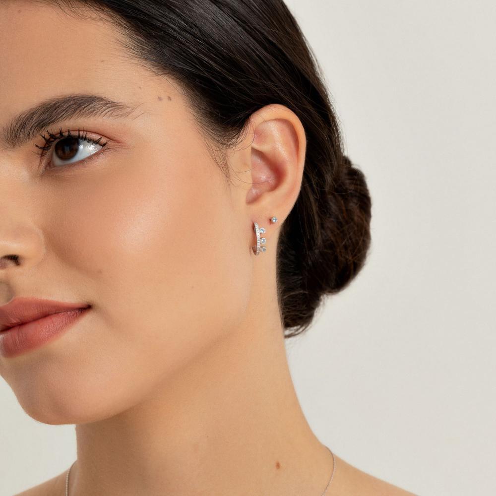 Argola com Zircônia Azul em Prata - 2