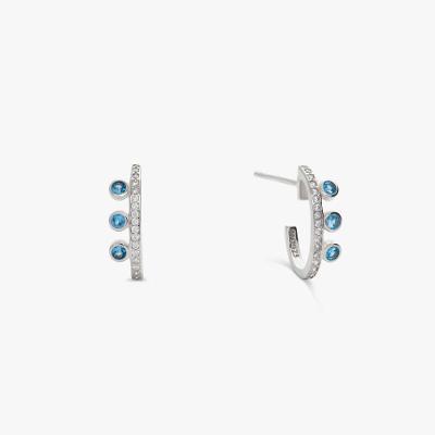 Argola com Zircônia Azul em Prata