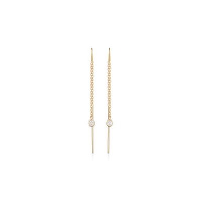 Brinco com Banho Ouro Amarelo e Zircônia