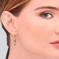 Argola Luz com Labradorita em Prata 925 com Banho de Ouro Amarelo 18k - 2